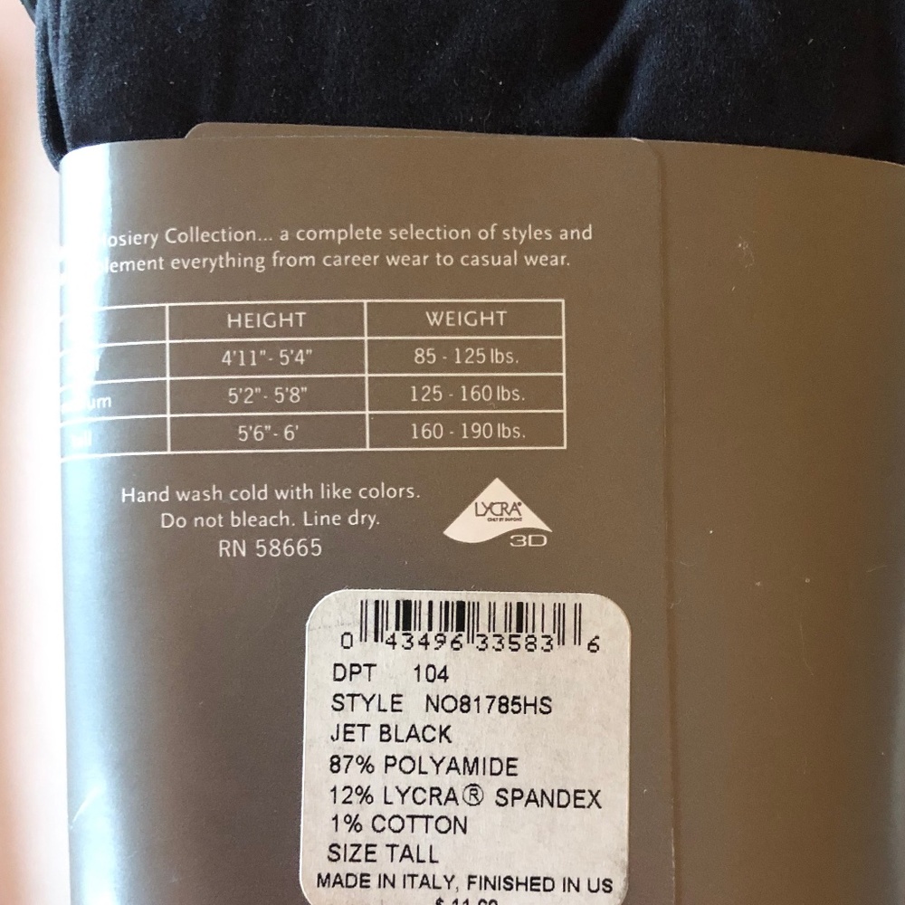 Nordstrom Microfiber Tights NWT Jet Black Tall - Picture 3 of 7